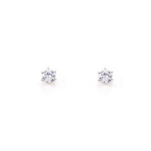 Crystal Stud Earrings Round Cut Sterling Silver